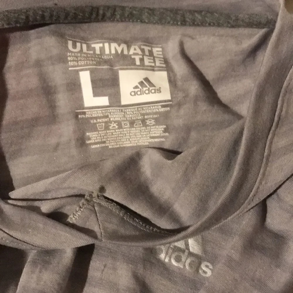 Adidas by 424 Men's Gray Climalite Stripe V-Neck Short Sleeve T-Shirt Size Large